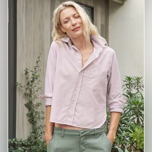 FRANK & EILEEN Silvio Shirt Winewash Stripe Sz M